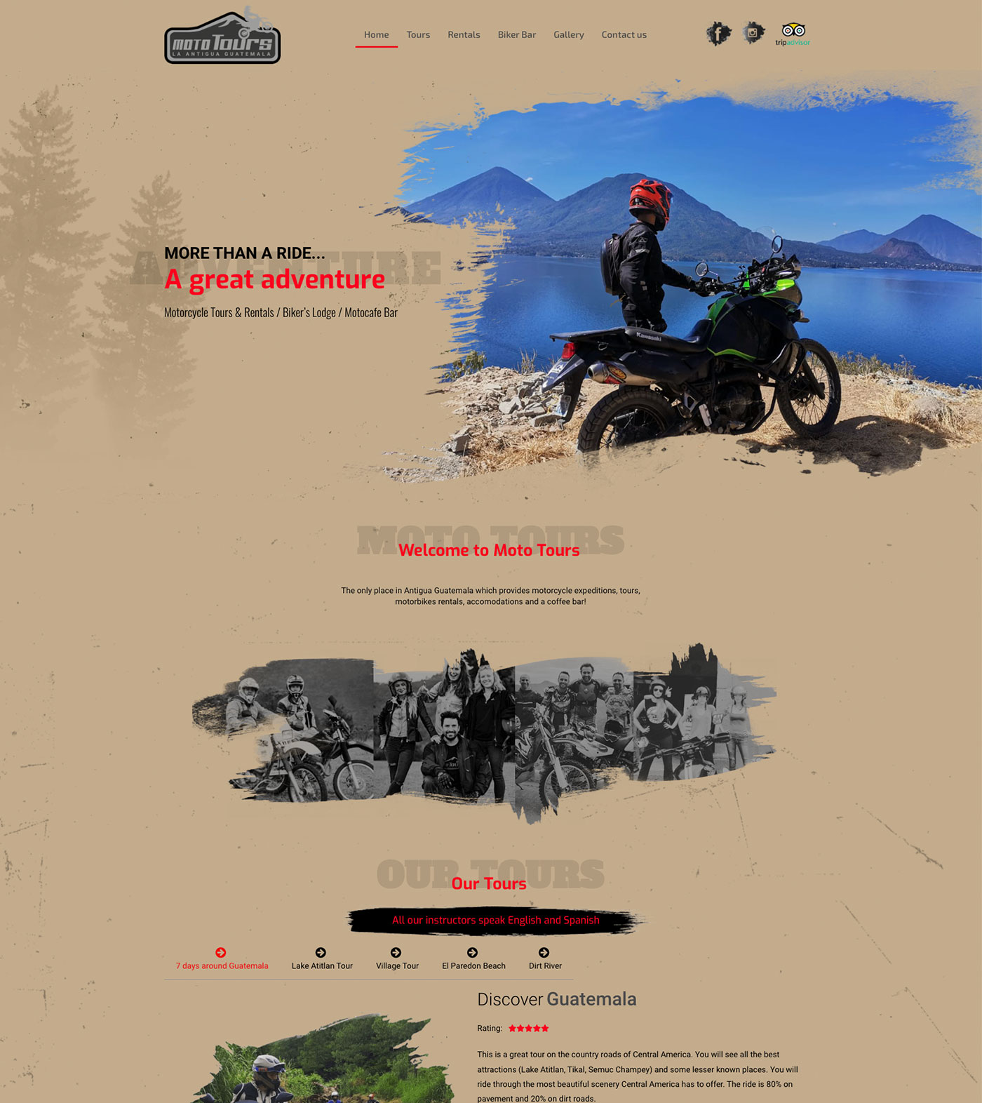 Sitio web de MotoTours Guatemala