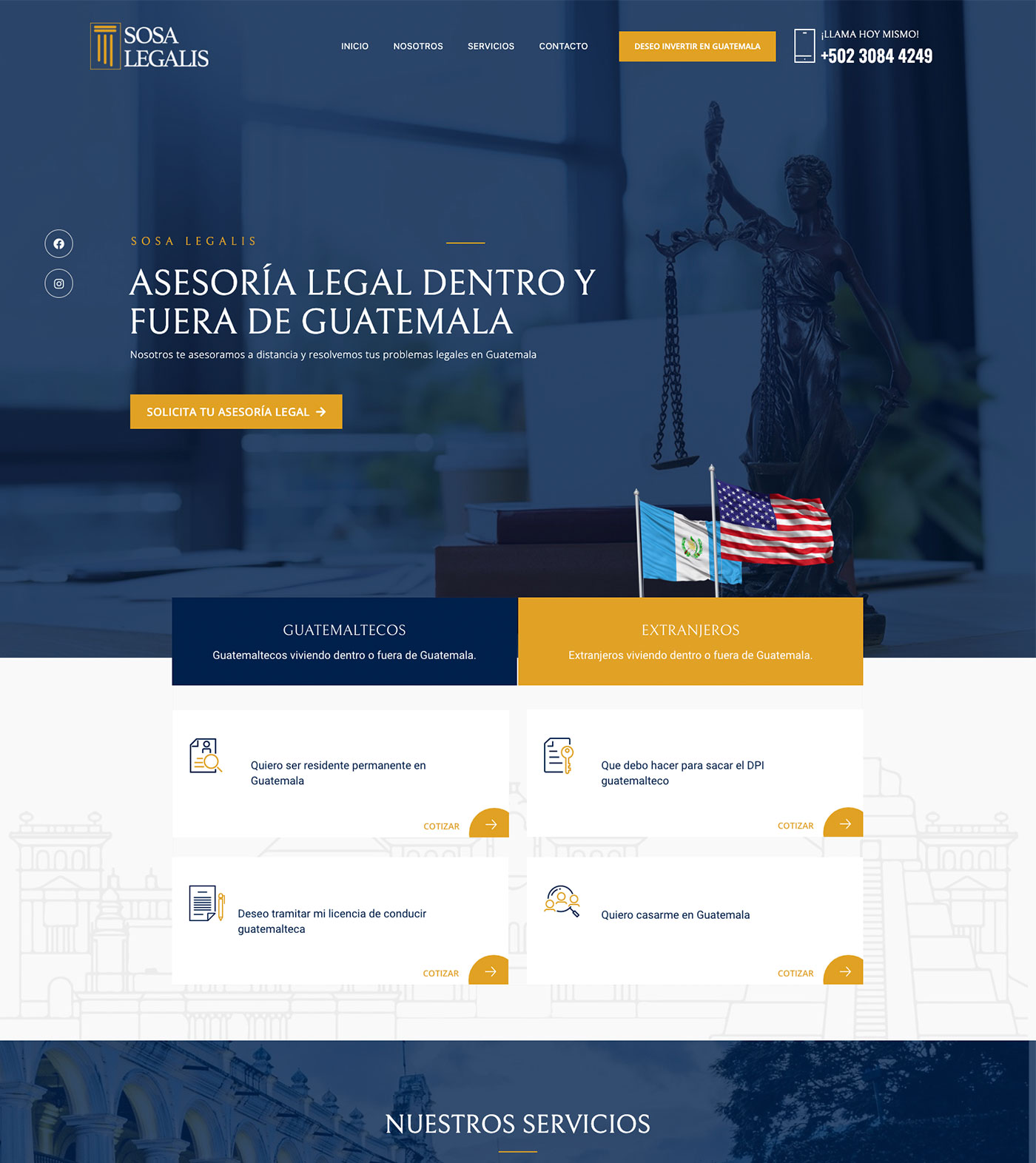 Sitio web desarrollado para Sosa Legalis